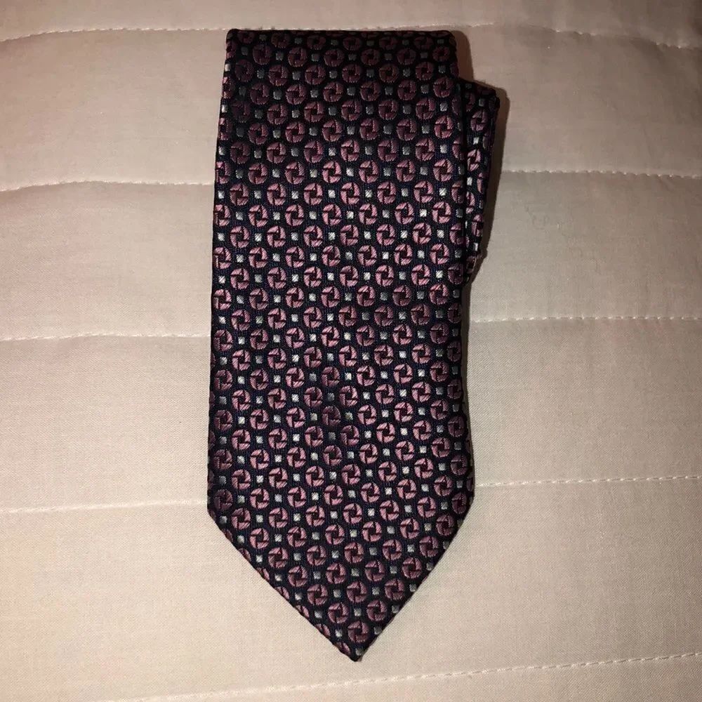 DuPont Teflon Teen Young Child Neck Clip On Textured Tie Navy Pink White